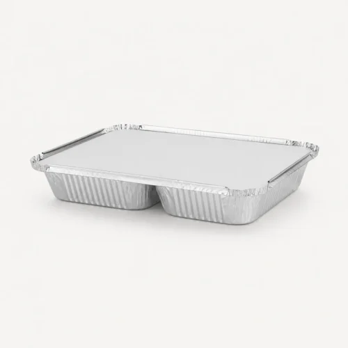 Envase de aluminio C-25 con división y tapa de cartón (20 unidades)
