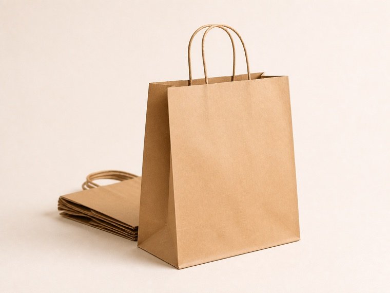 Bolsa kraft con asas de papel