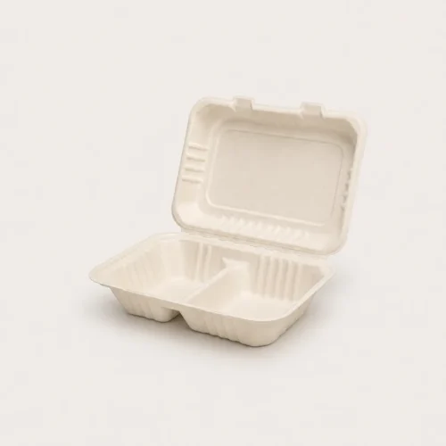 Envase de bagasse con división