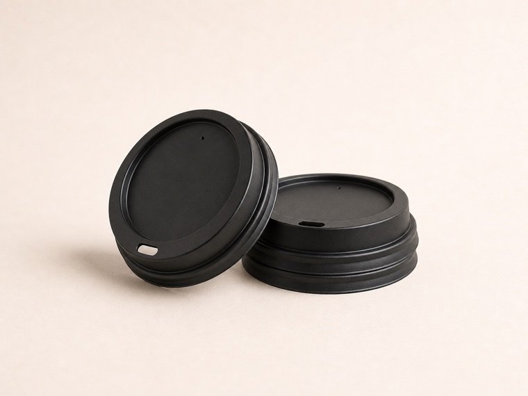 Tapas planas negras para vaso de 8 onzas